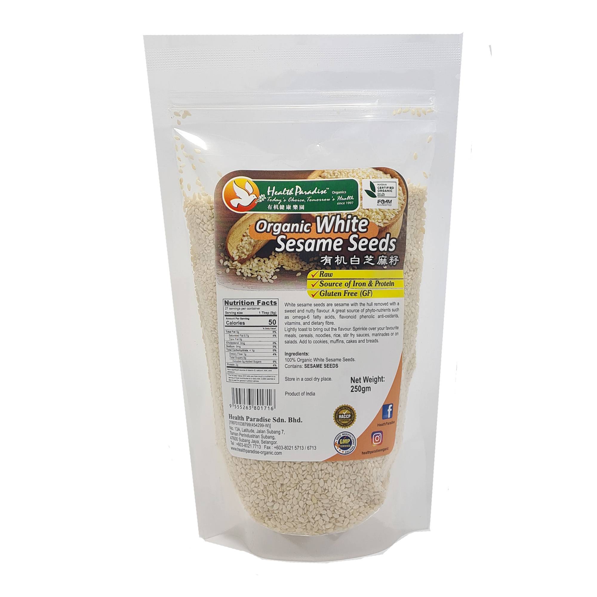 Health Paradise Organic White Sesame Seeds 250g