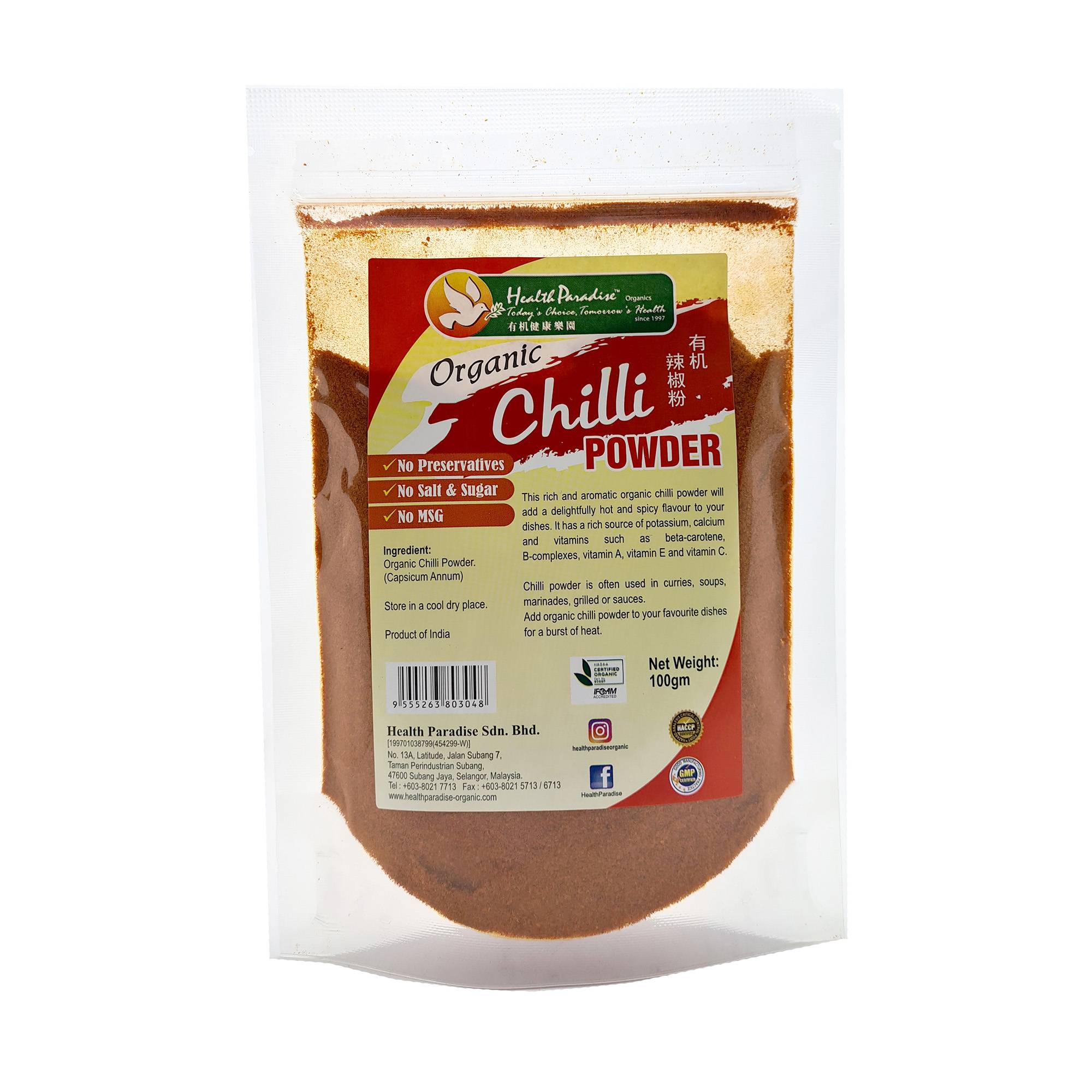Health Paradise Organic Chili Powder Pkt 100g