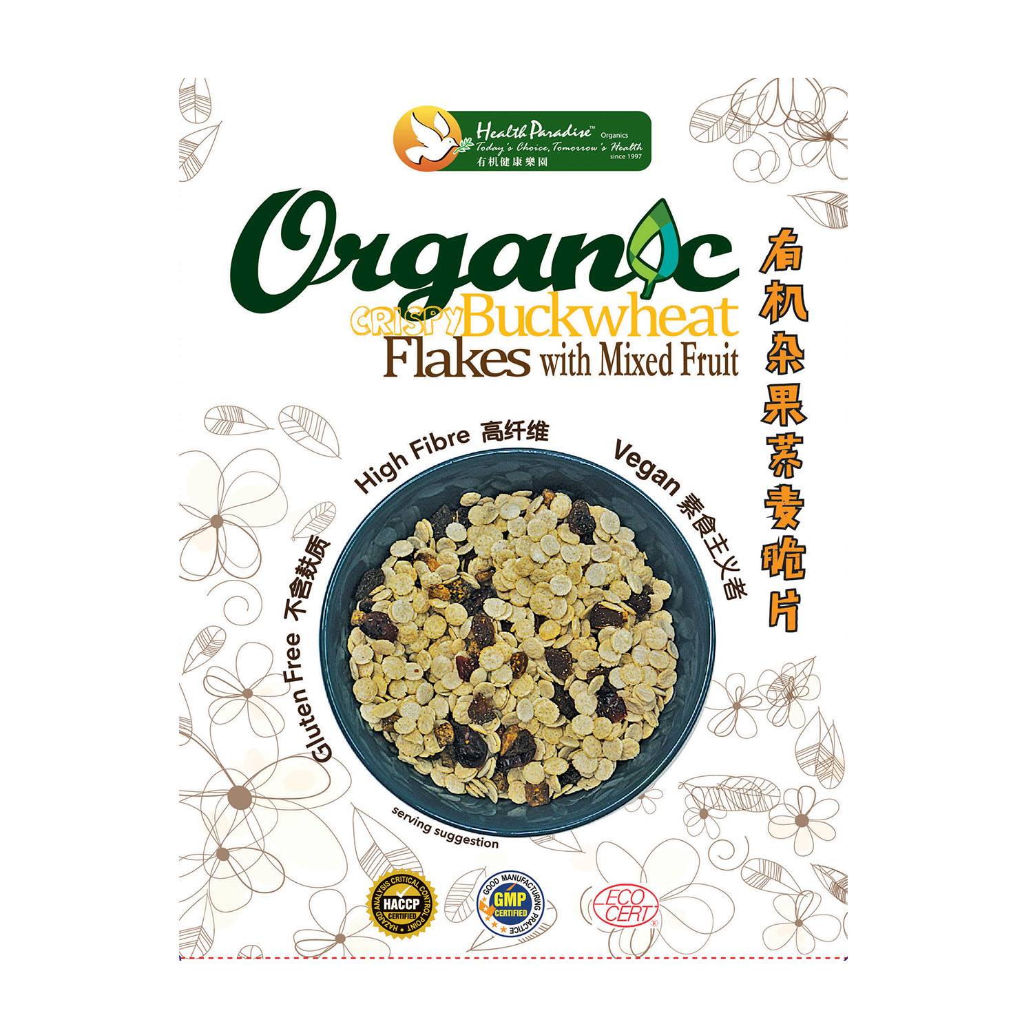 Health Paradise Organic Crispy Buckwheat Flakes with Mixed Fruit 300g